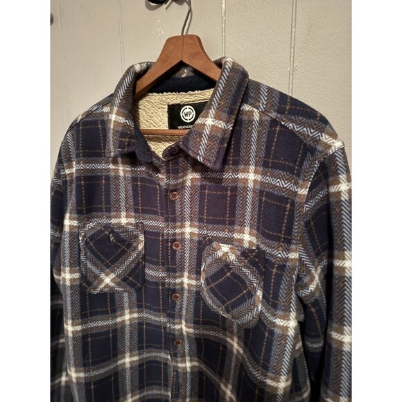 Weatherproof Flannel L Heavyweight Soft Red Multi  Sherpa Lined Shirt Jacket - Picture 2 of 5